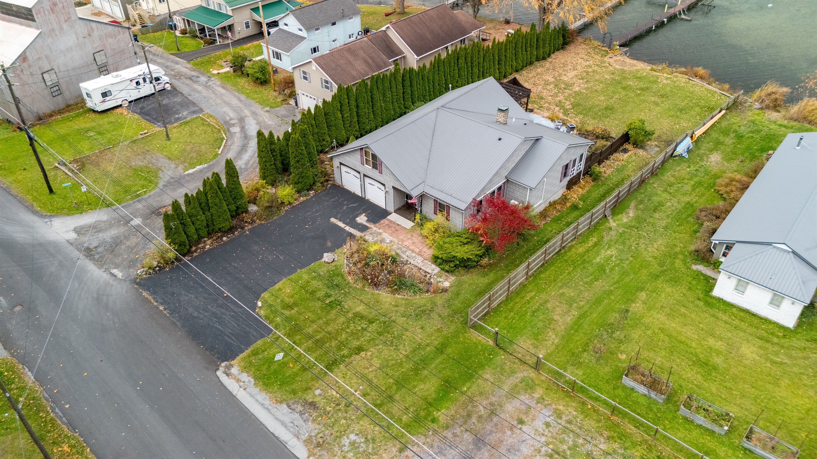 Arial view of the front of the house
