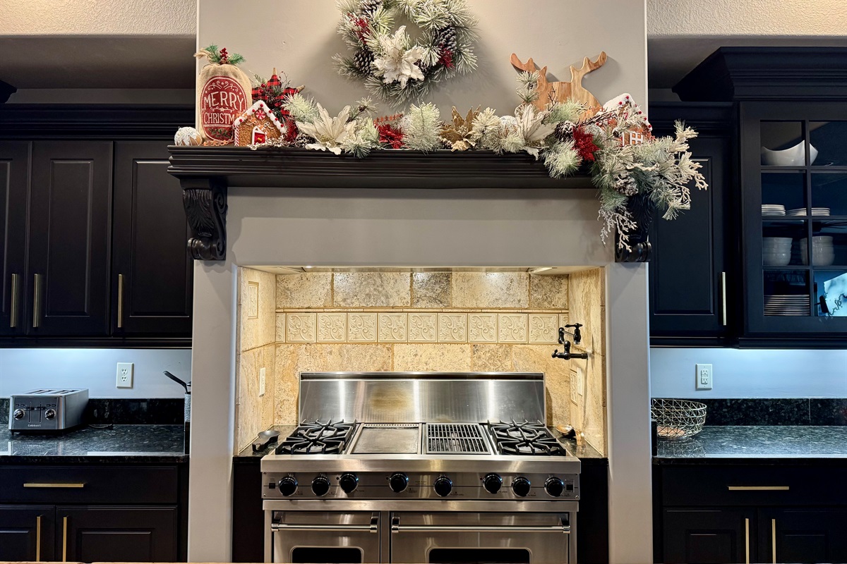 Kitchen is decorated for the Holidays