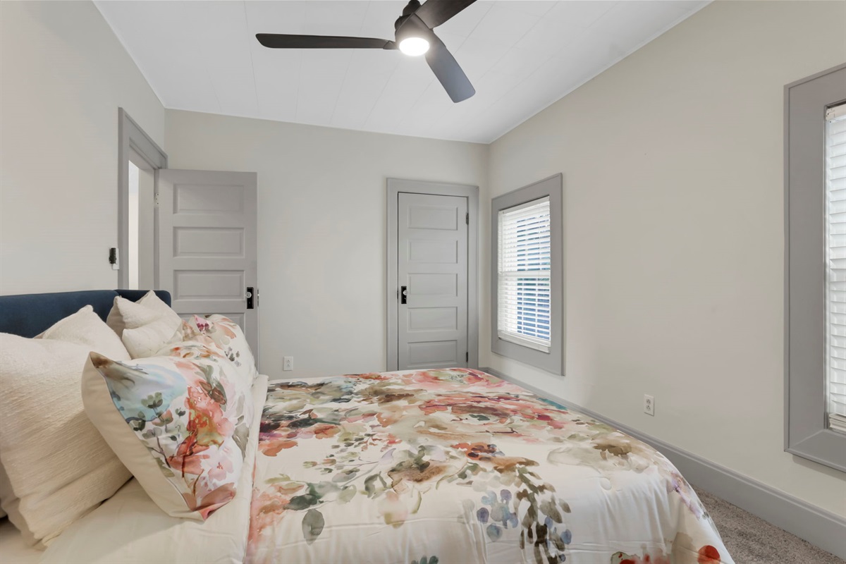 Bedroom 2, queen bed, with larger closets