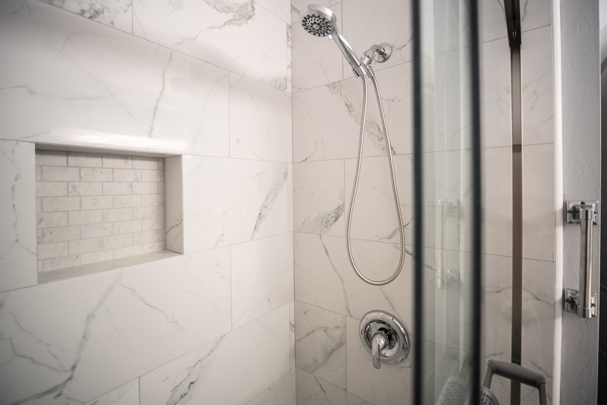 Down stairs bathroom with walk in shower