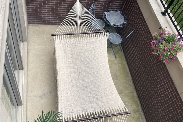 Outdoor patio to relax in a hammock