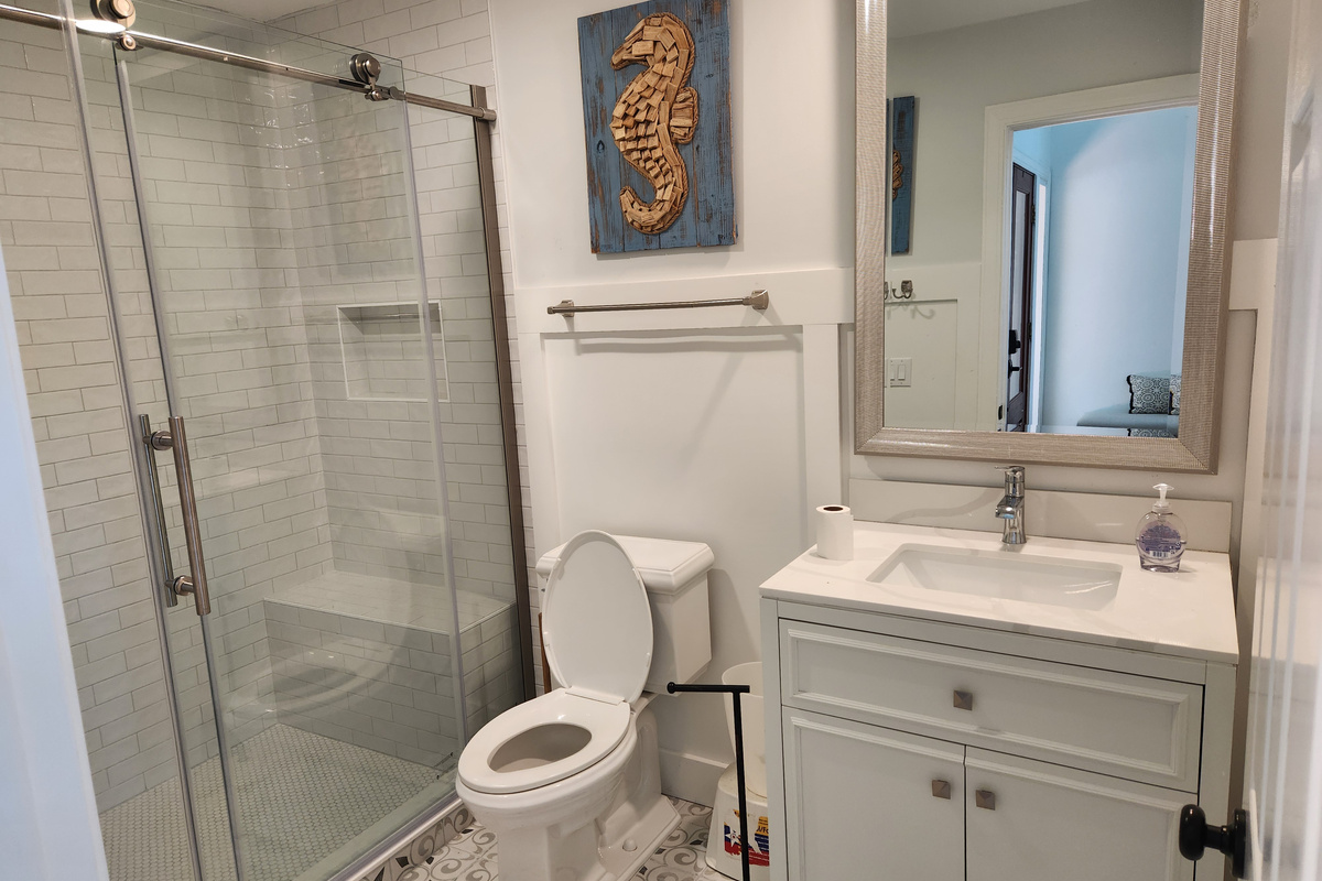 Fully renovated full bath for bunk bedroom and guest bathroom