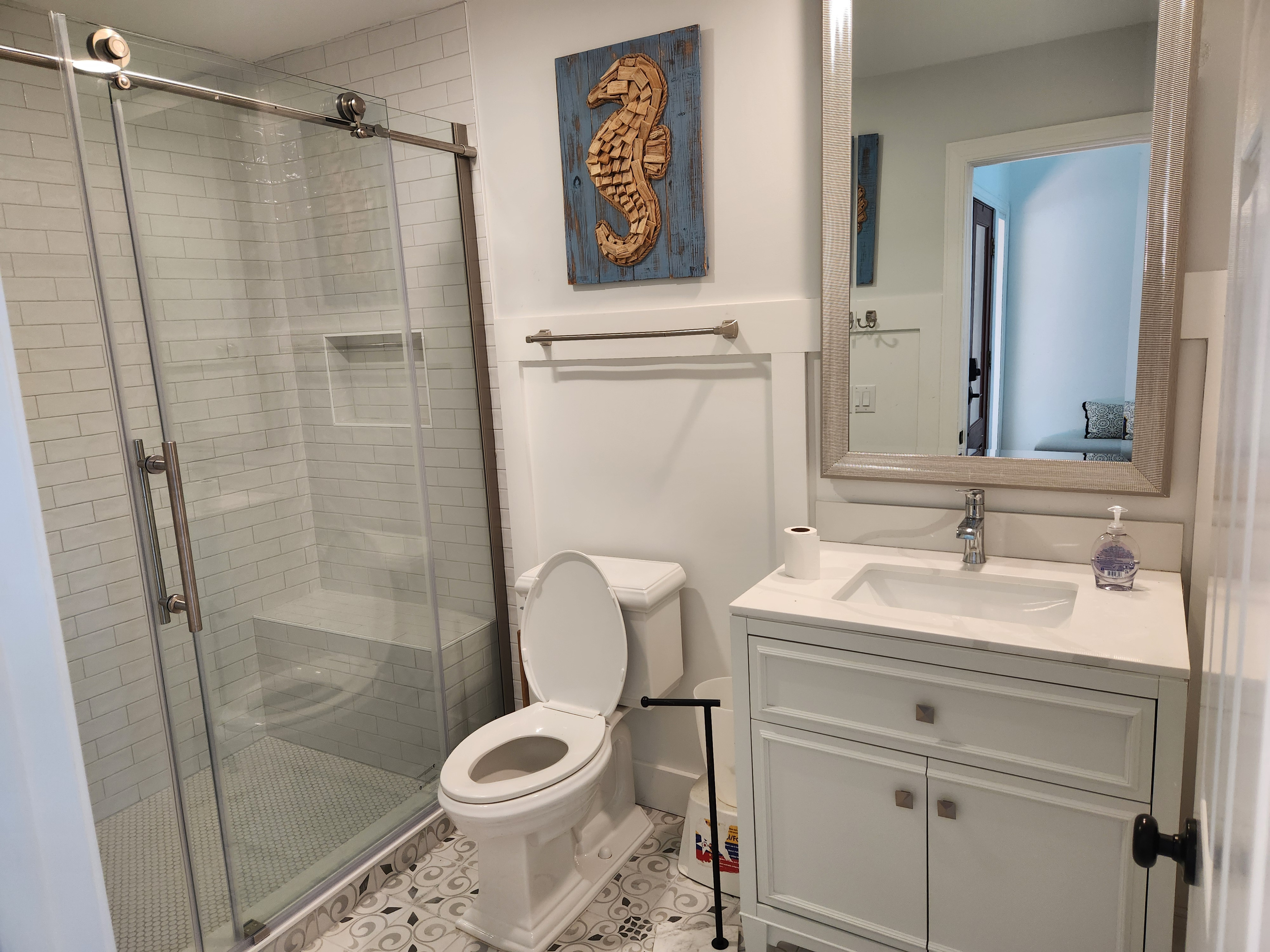 Fully renovated full bath for bunk bedroom and guest bathroom