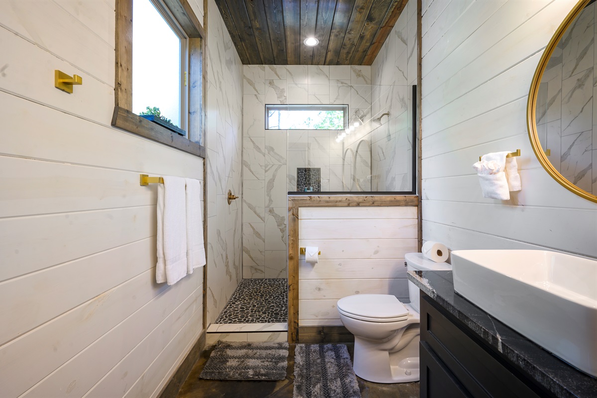 Clean, minimalist bathroom with a fresh feel