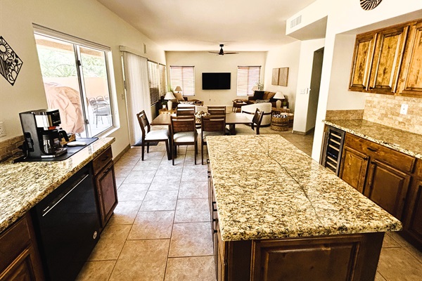 Open kitchen with family room