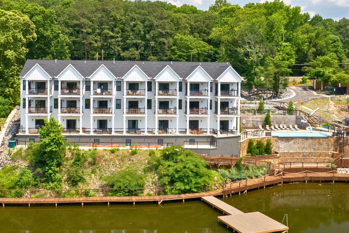 Aerial view of the property overlooking Lake Hamilton.