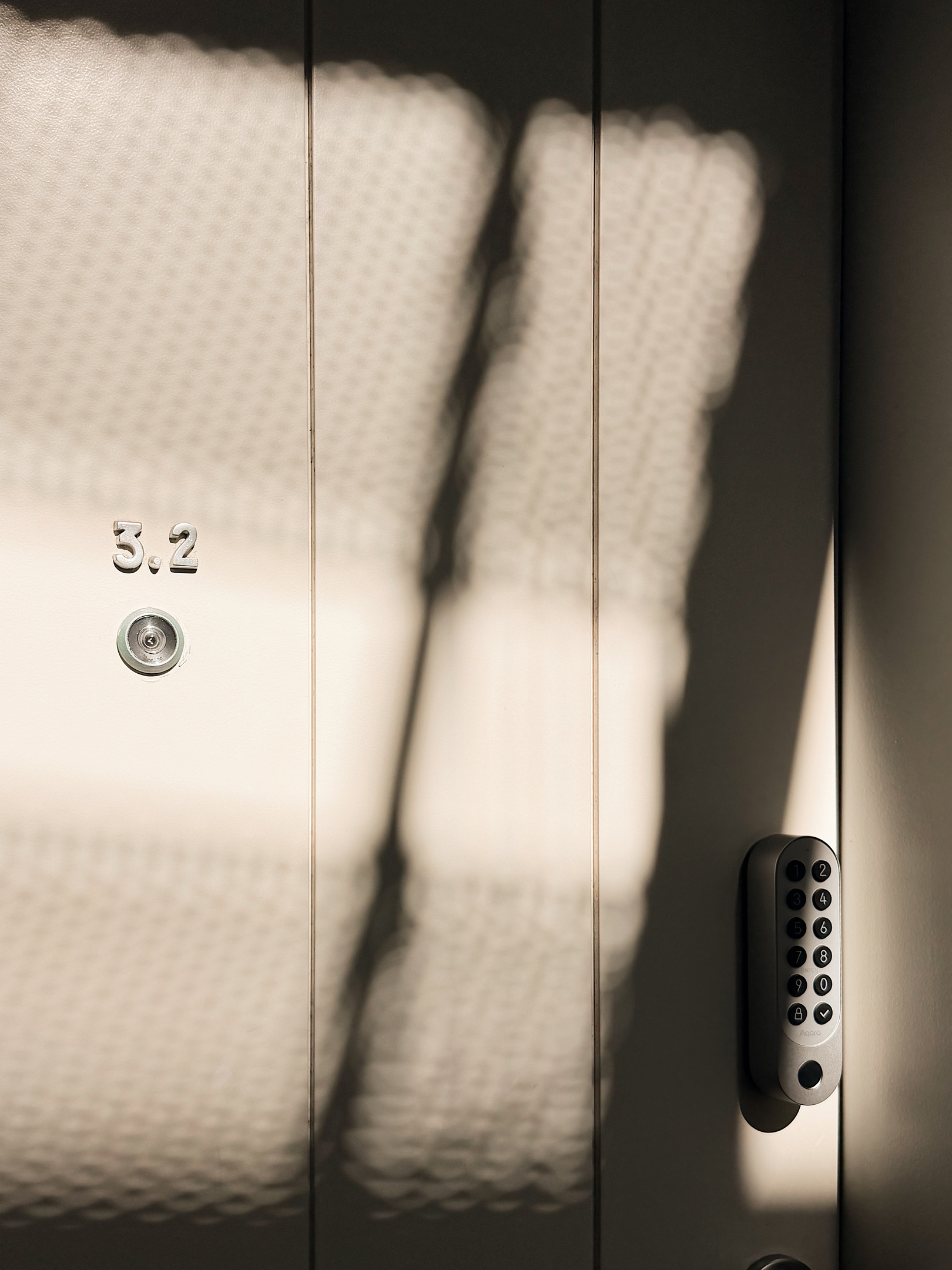 Apartment entry with keypad entry.