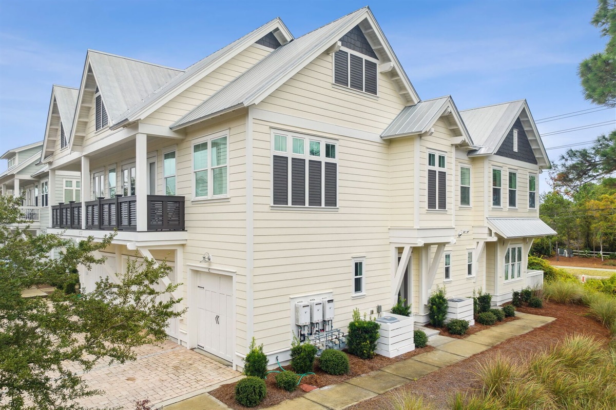 Exterior side view of the townhome.