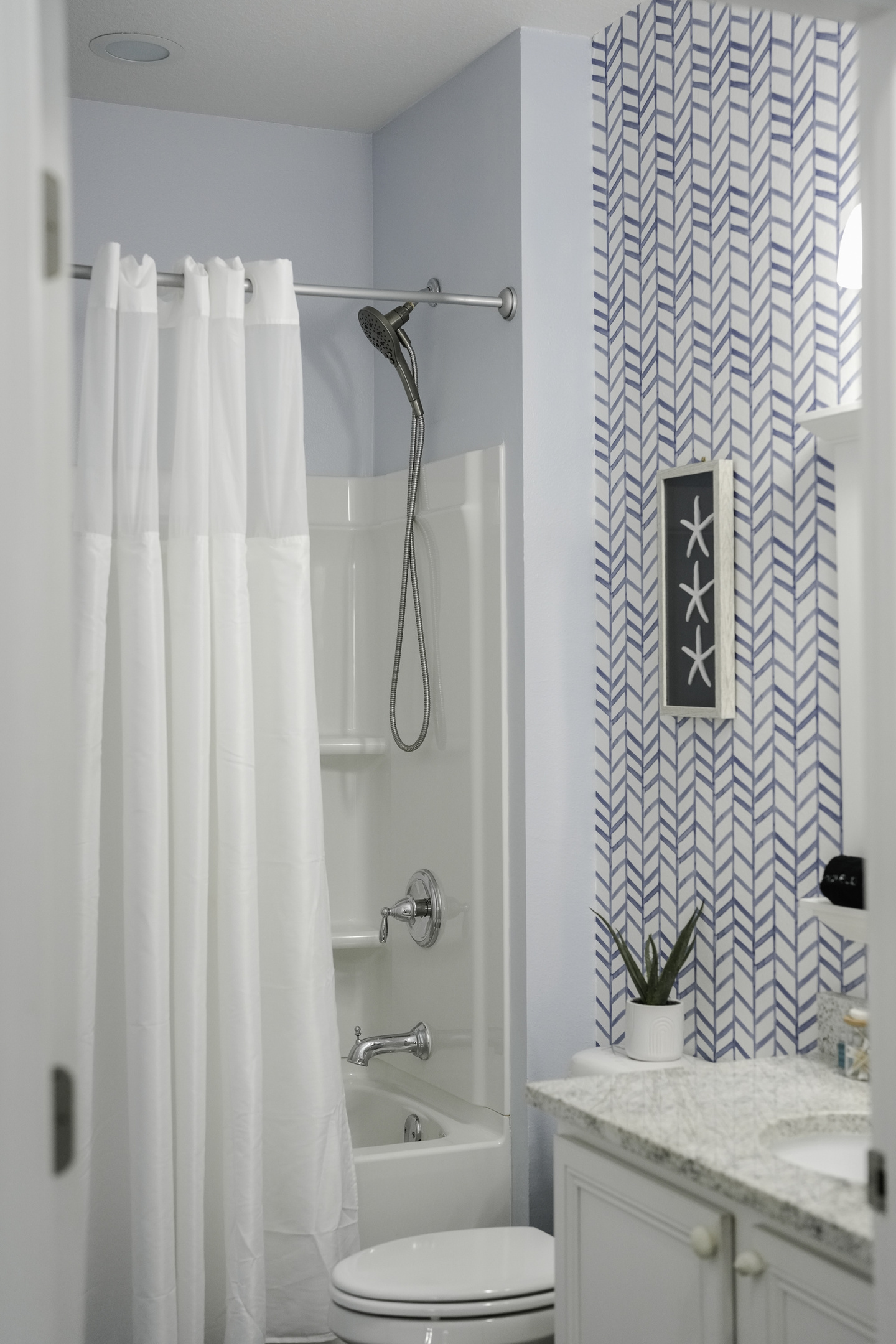 Full bathroom with starter toiletries