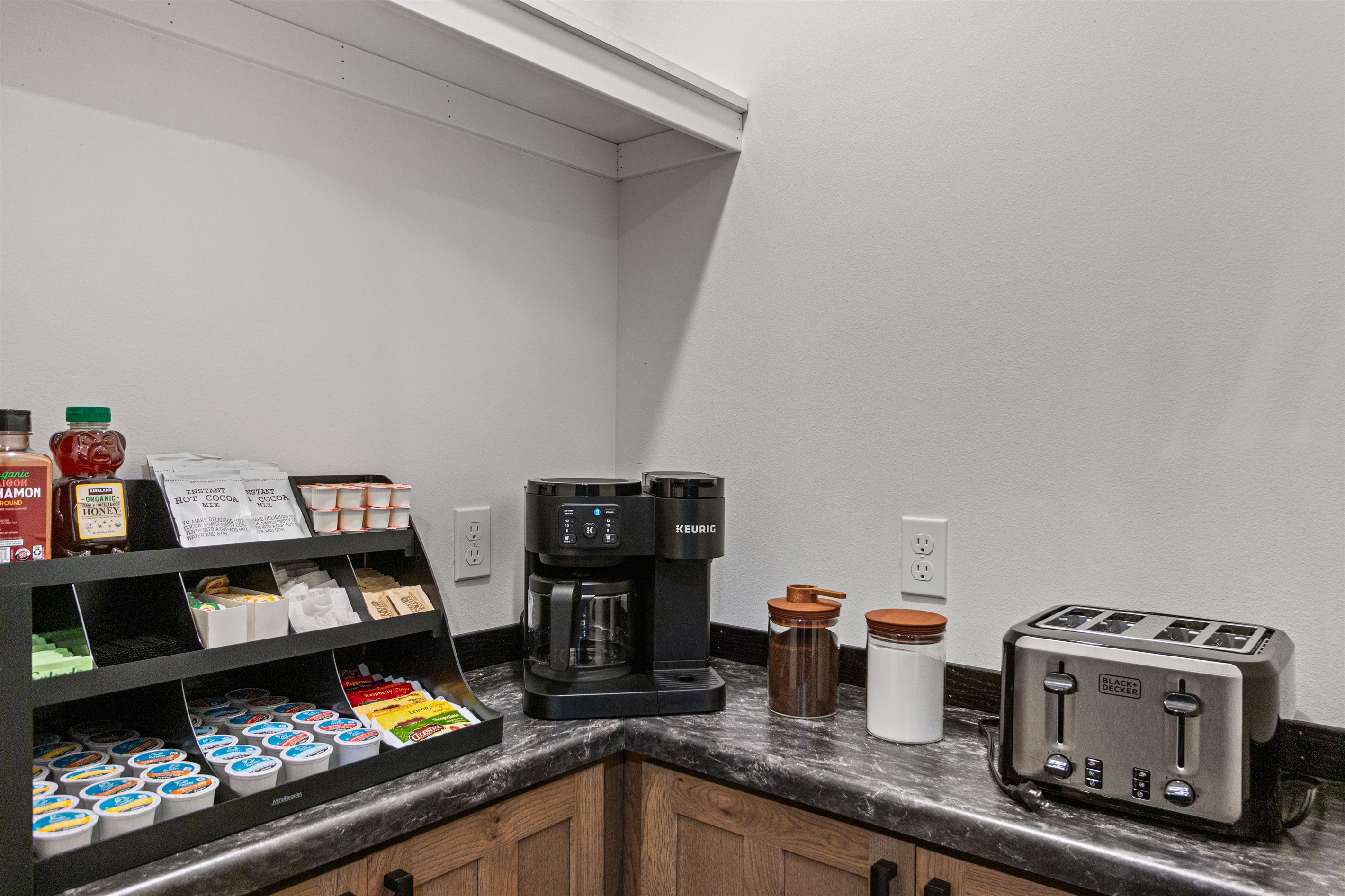 Skip the coffee run - Our fully stocked coffee closet has everything to get your crew going