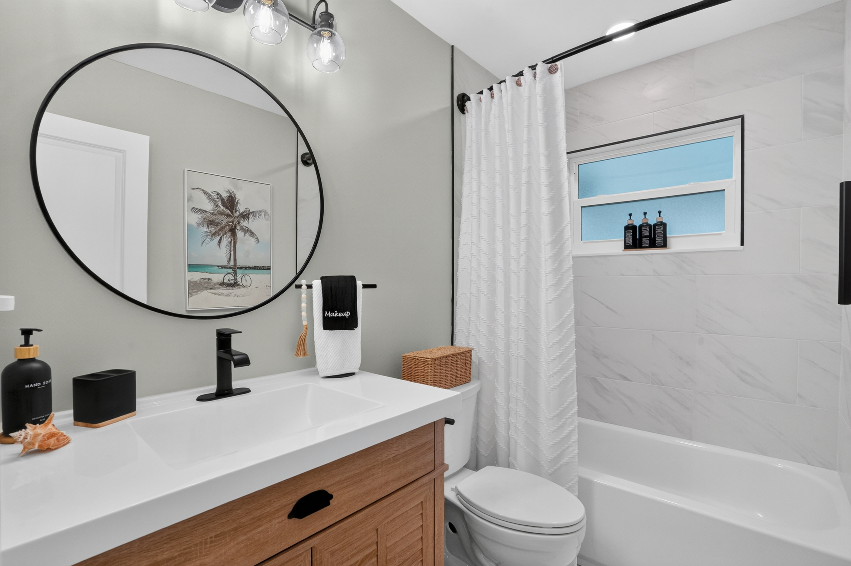 The second full bathroom includes a convenient tub-and-shower combination.
