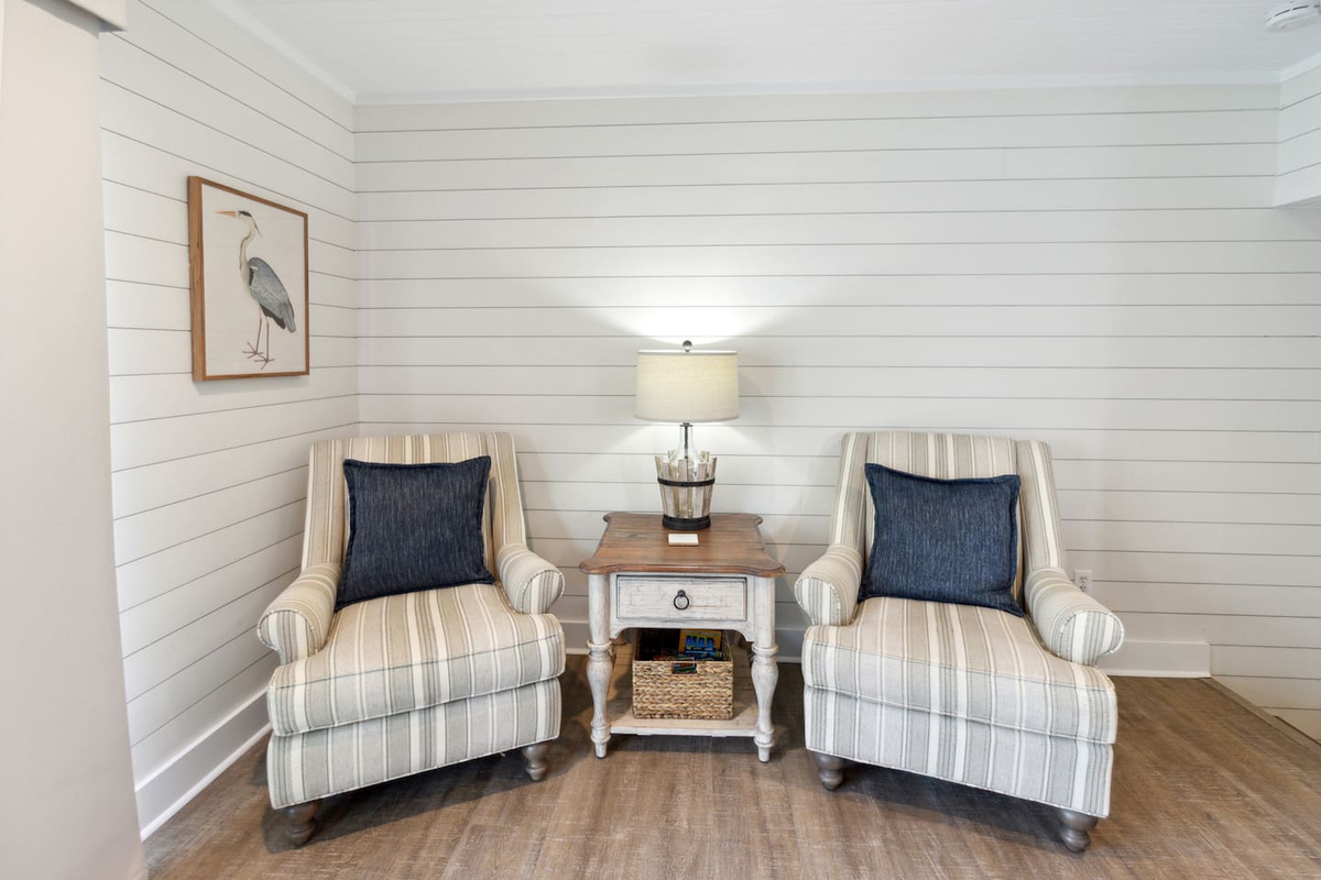 You'll find yourself back in this spot more than once &mdash; quiet corner, good light, Gulf breeze coming through.