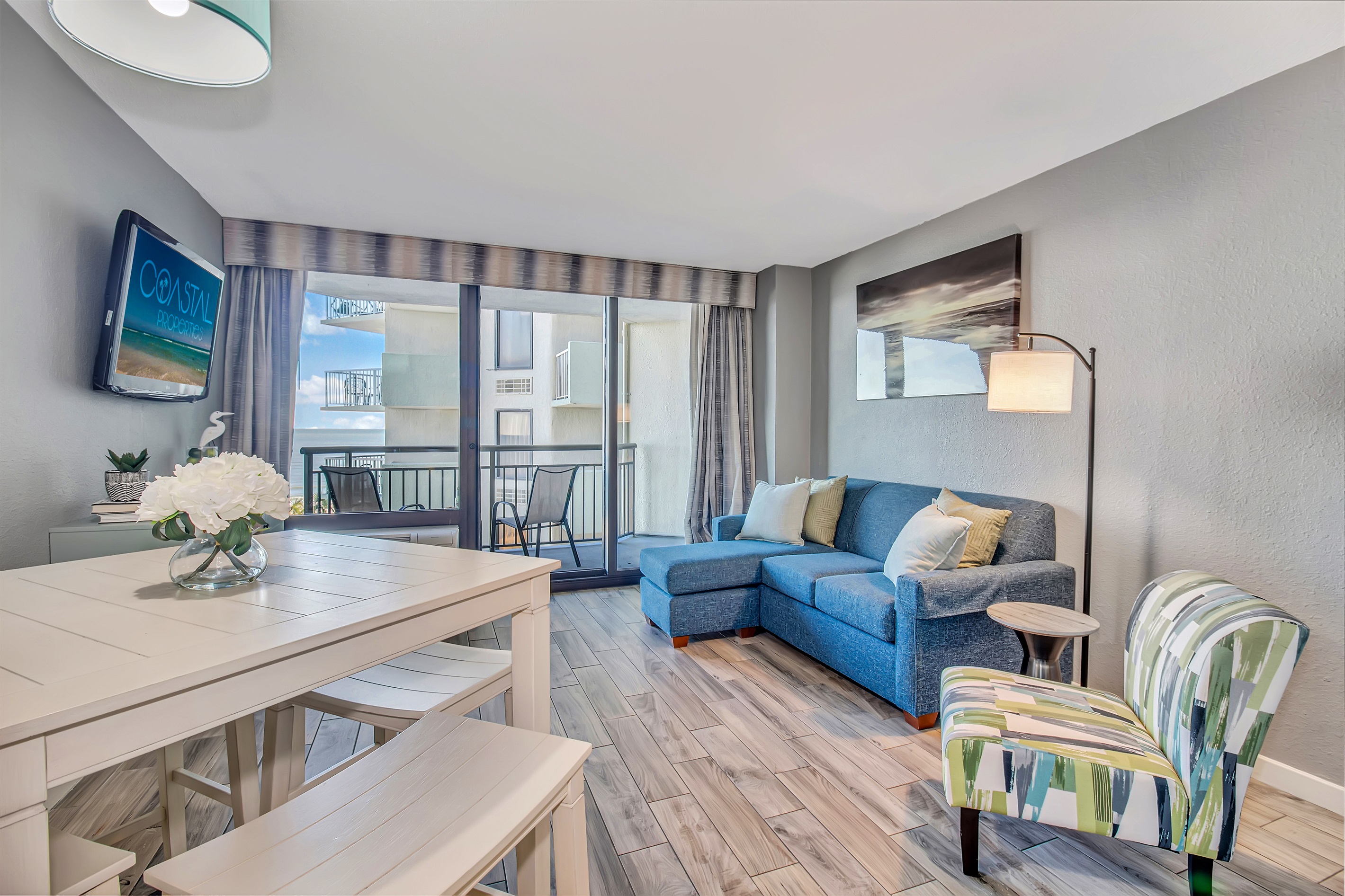 Engage in oceanview conversations from the comfort of the couch, where the living area is thoughtfully arranged to encourage socializing while savoring the sea vistas.