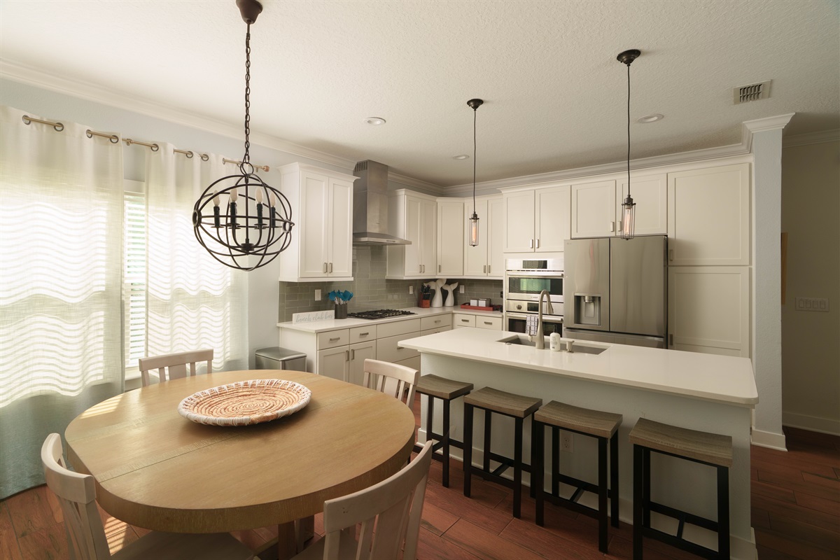 Stylish kitchen with plenty of seating and natural light