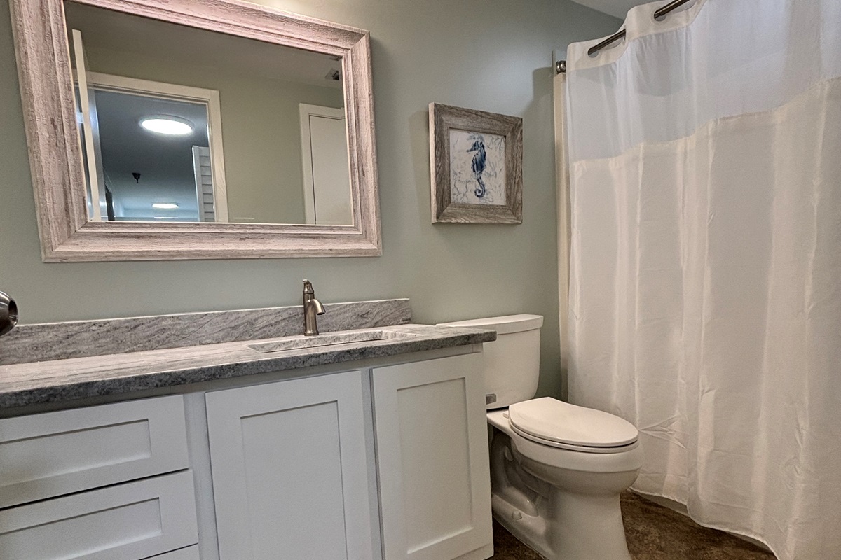 Second full bathroom with tub/shower combo, so no one has to wait to get ready.