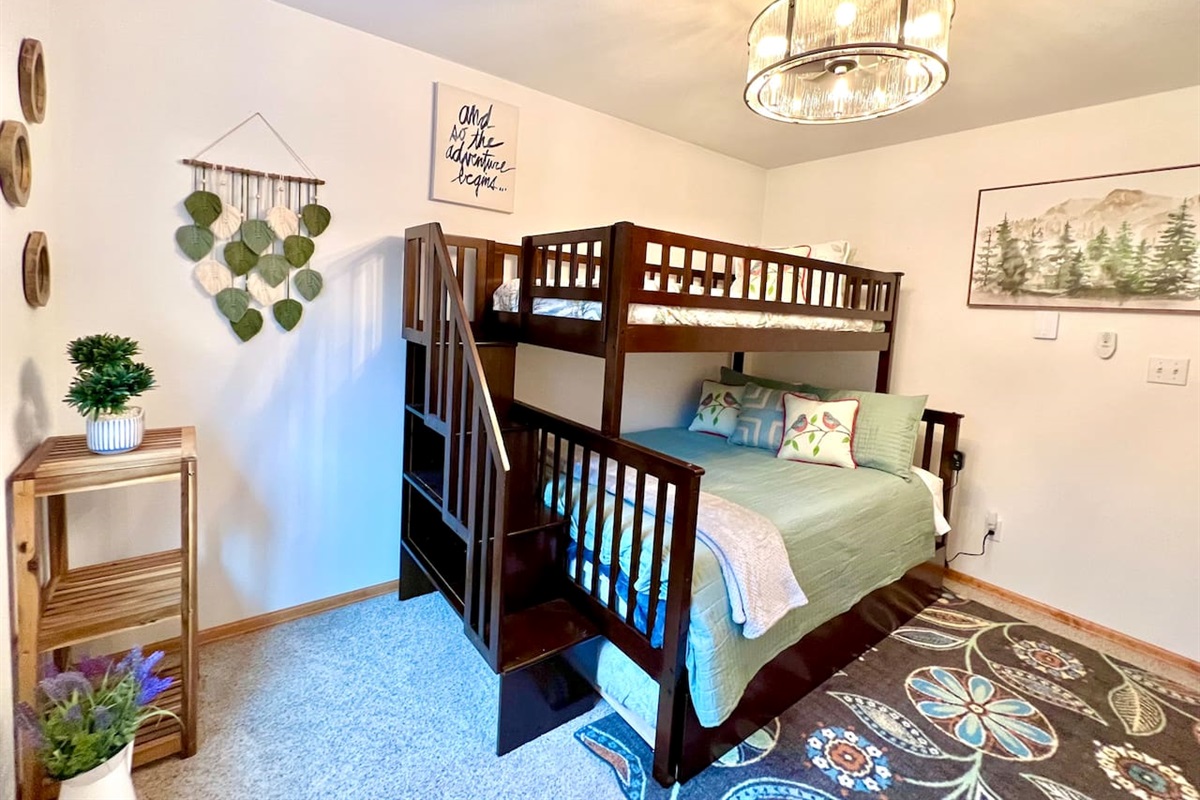 This bedroom has a comfortable twin-over-full bunk bed.  There is a twin trundle bed that can be pulled out, allowing this room to sleep 3-4 if needed.