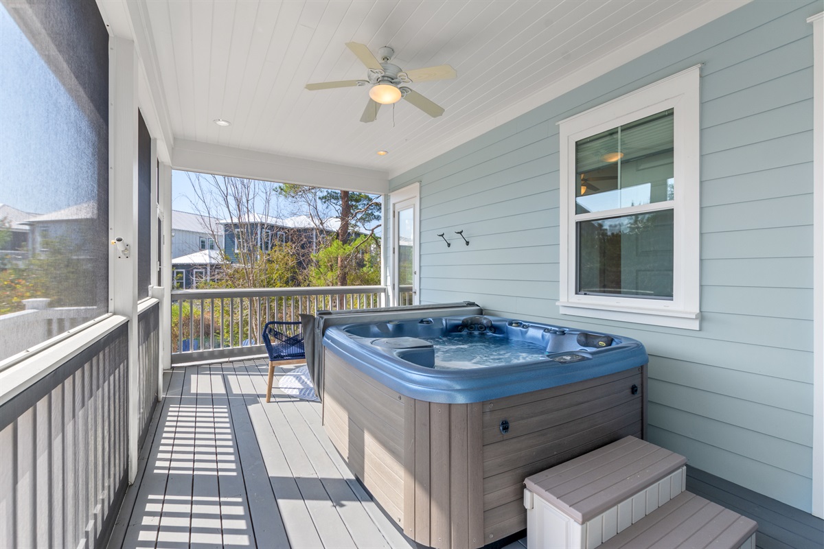 Let your cares fade away as you soak in your private hot tub.