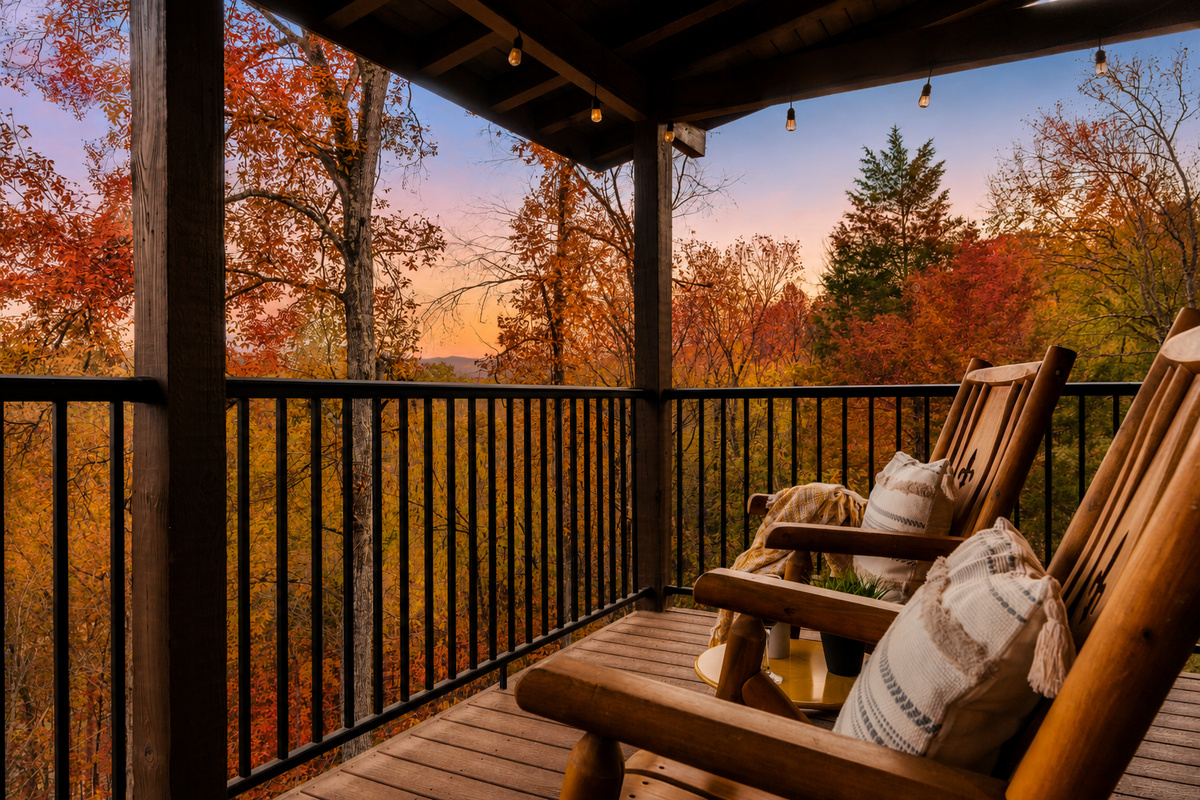 Upper deck offers a peek at Mount LeConte, the third highest peak in the Great Smoky Mountain National Park. It gets even better as the leaves fall.