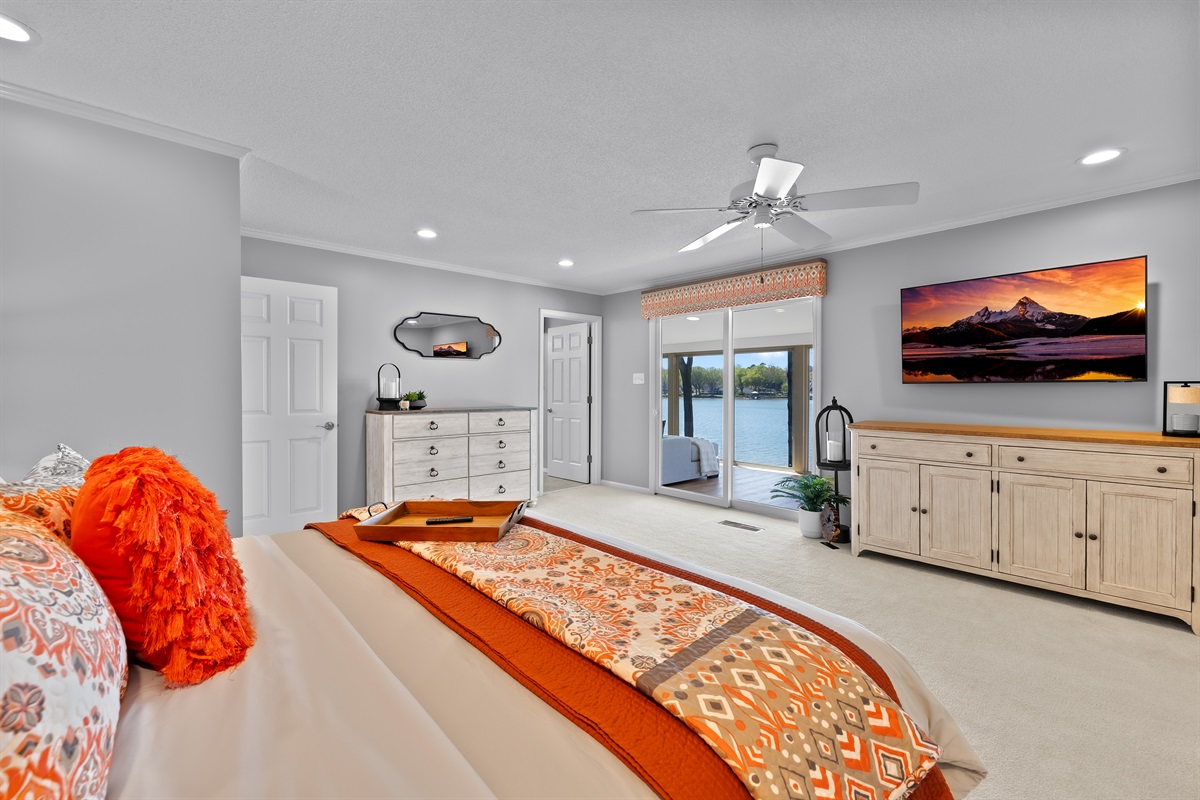 Wake up refreshed in the comfortable master bedroom.