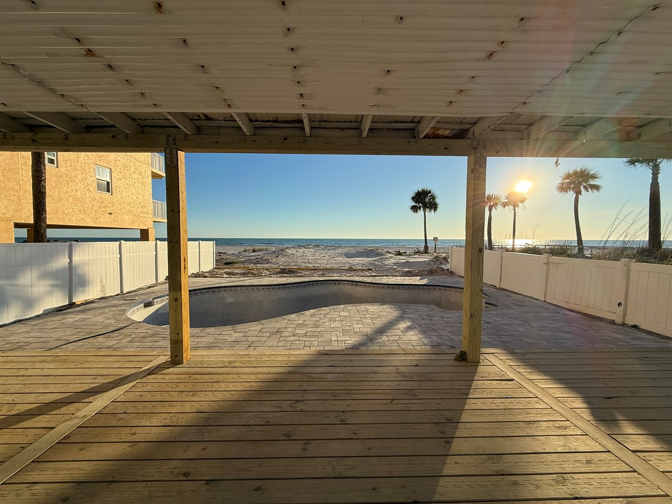Beautiful Sunsets and a Beach View off your Private Deck Overlooking a Pool which will be filled by 2/26/2026.