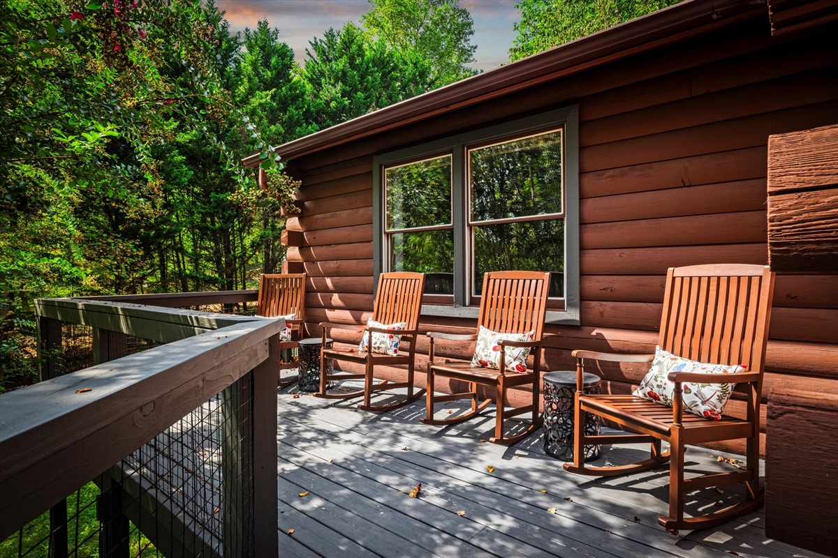 The wraparound deck is perfect for morning coffee or evening cocktails. 