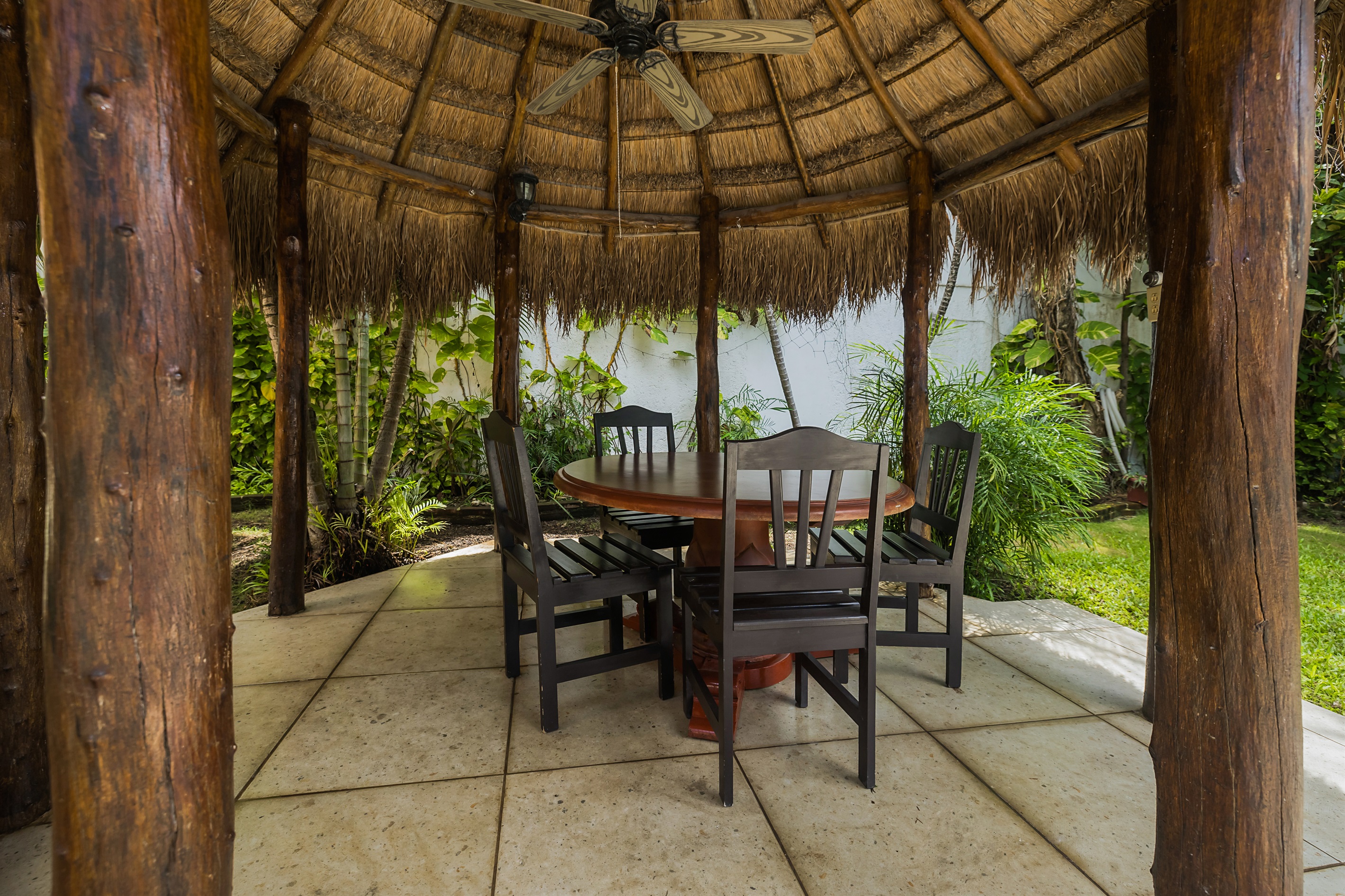 Outdoor Covered Dining in Private Backyard