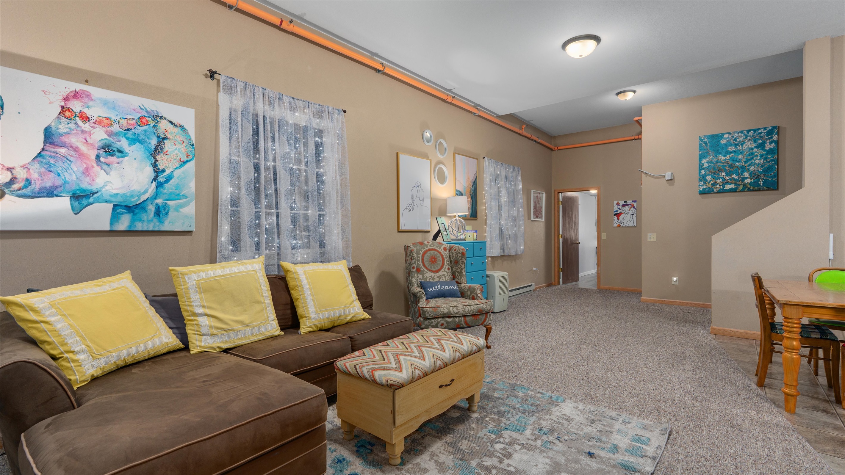 Lounge in the comfortable living room with your family & friends.