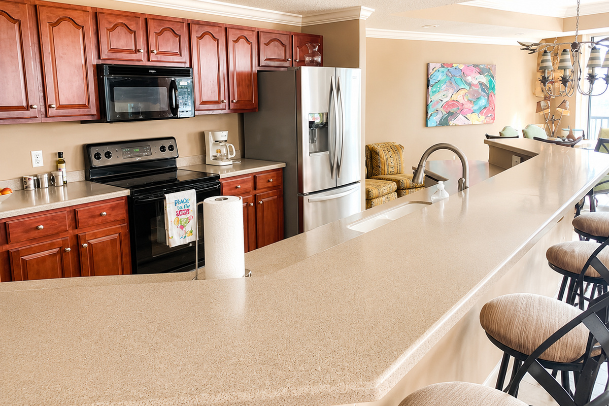 fully stocked kitchen with all cooking essentails