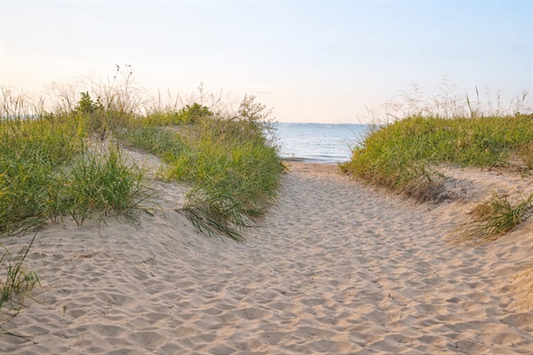 A walk or bike ride away are miles of beaches at the state park.