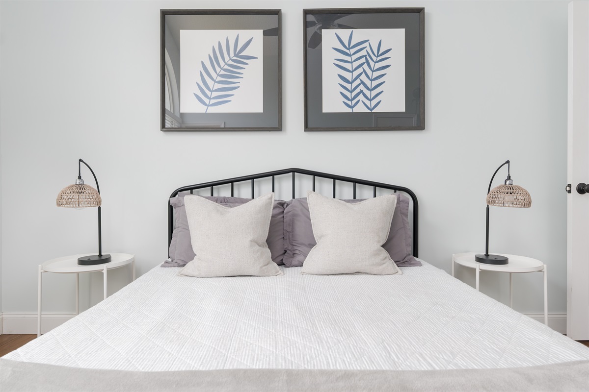 Bright and calming guest room perfect for relaxing after a beach day