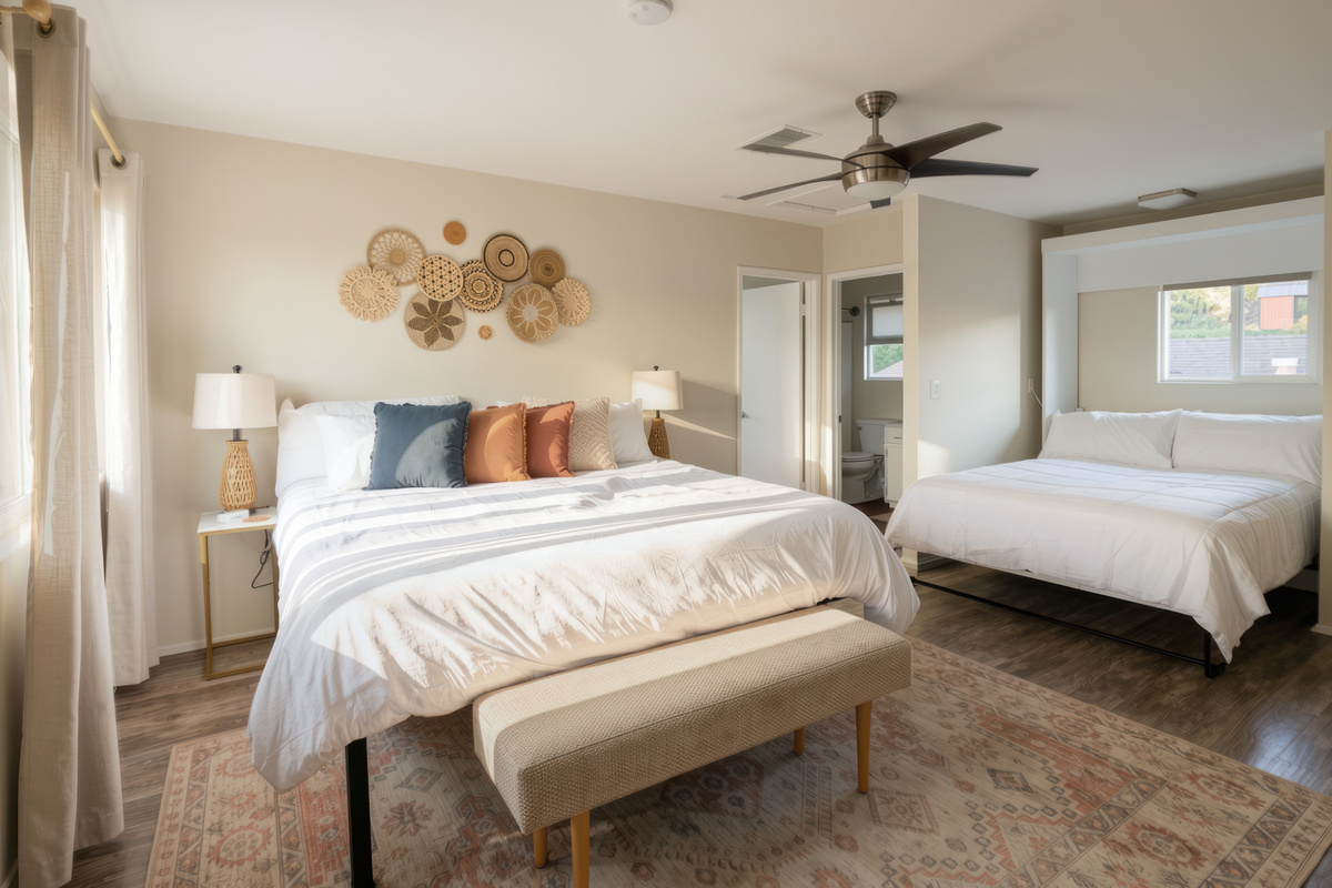 King upstairs bedroom with Queen trundle 