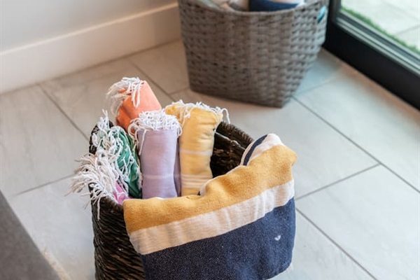 Beach-ready towels conveniently stocked.