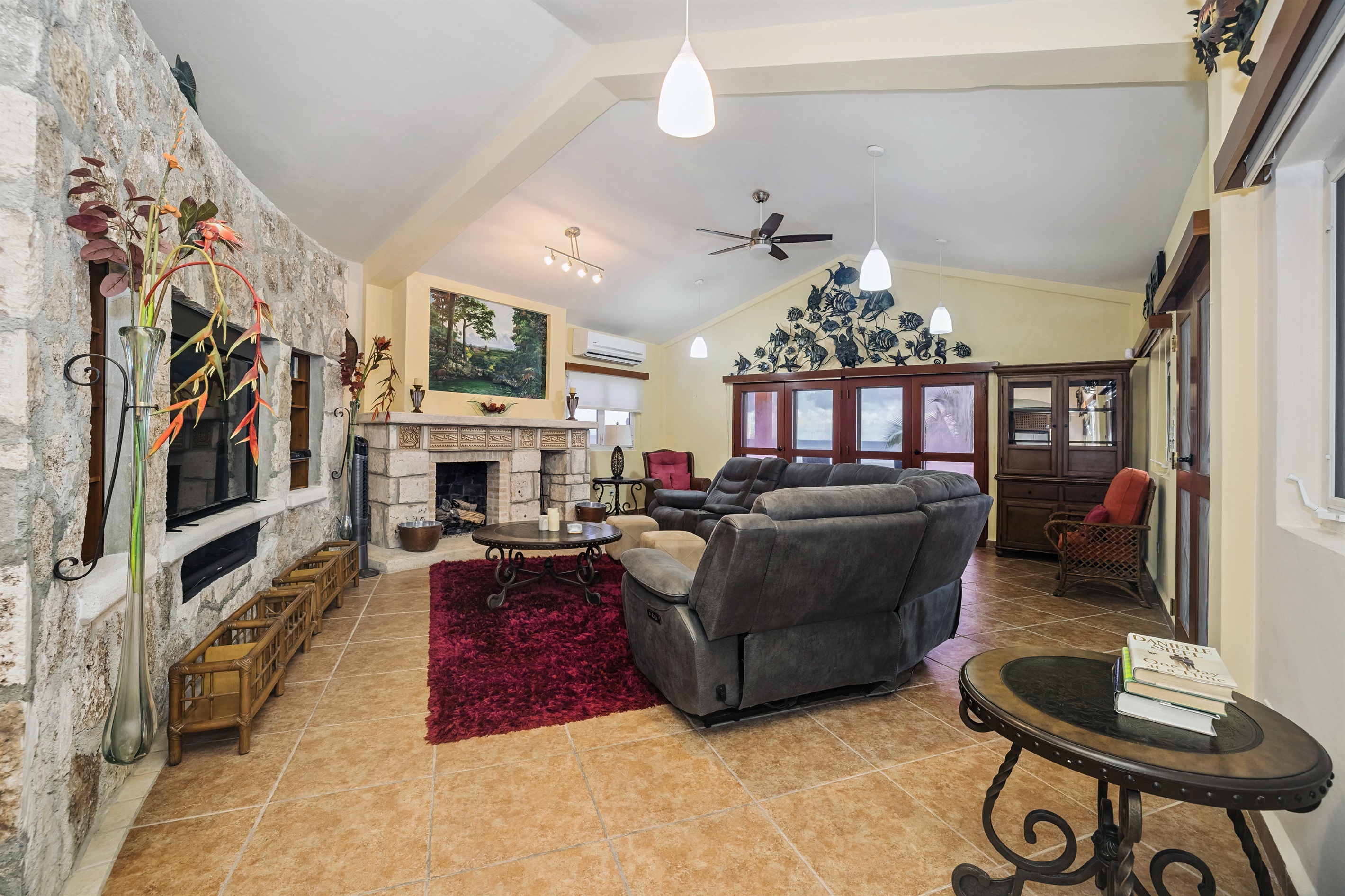Living Room with Functional Fireplace