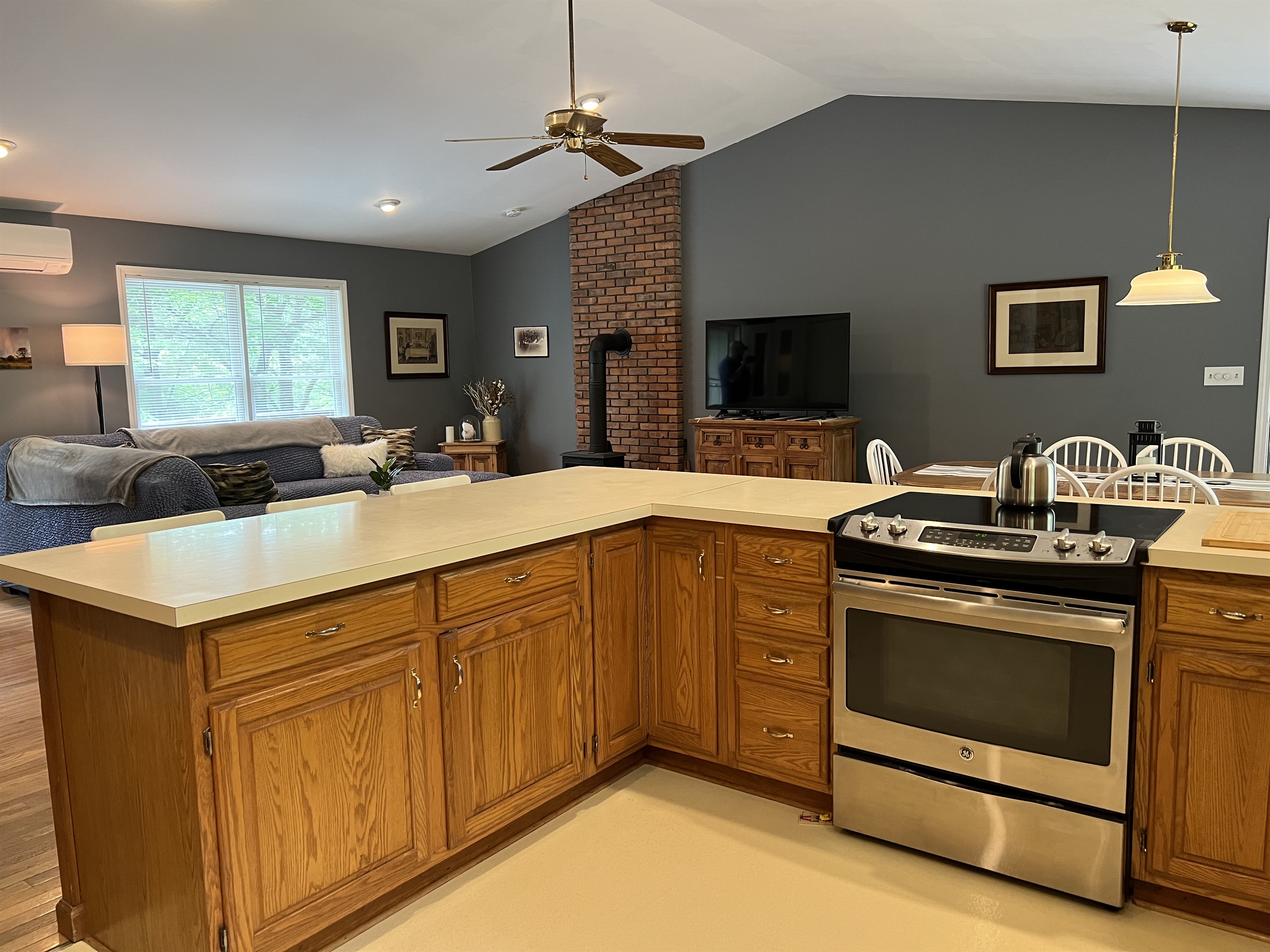 Open concept kitchen, living, dining