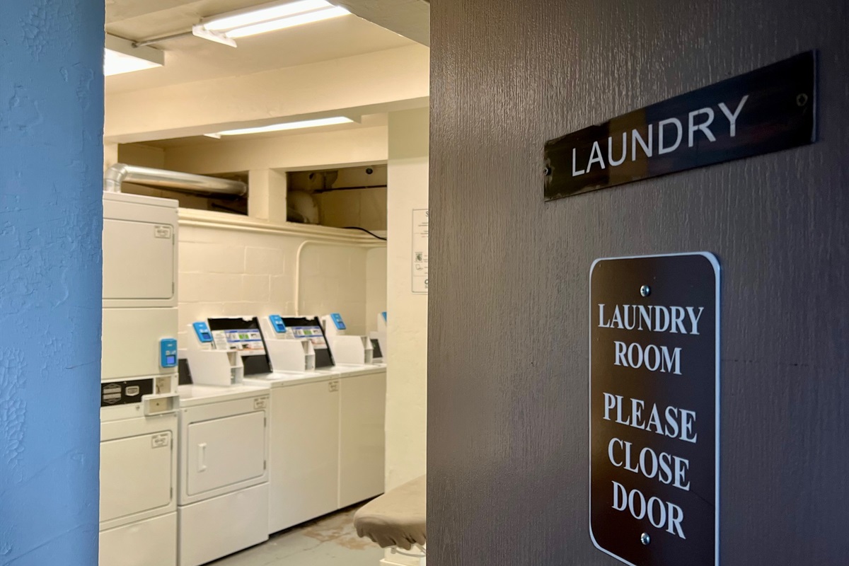 Aspenwood provides laundry facilities - conveniently in the same building (L) as the condo.