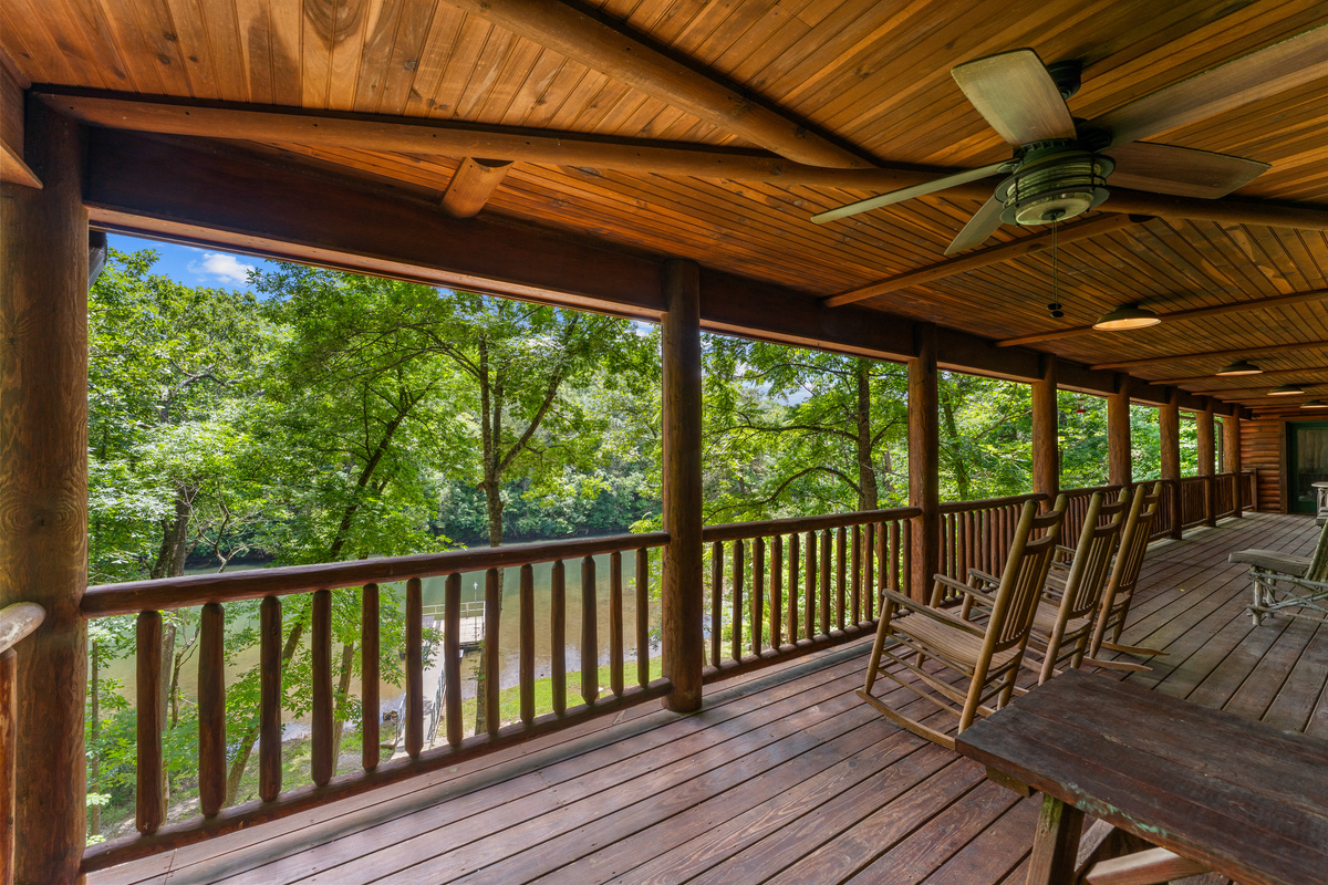 Comfortable seating with a view of the lake.