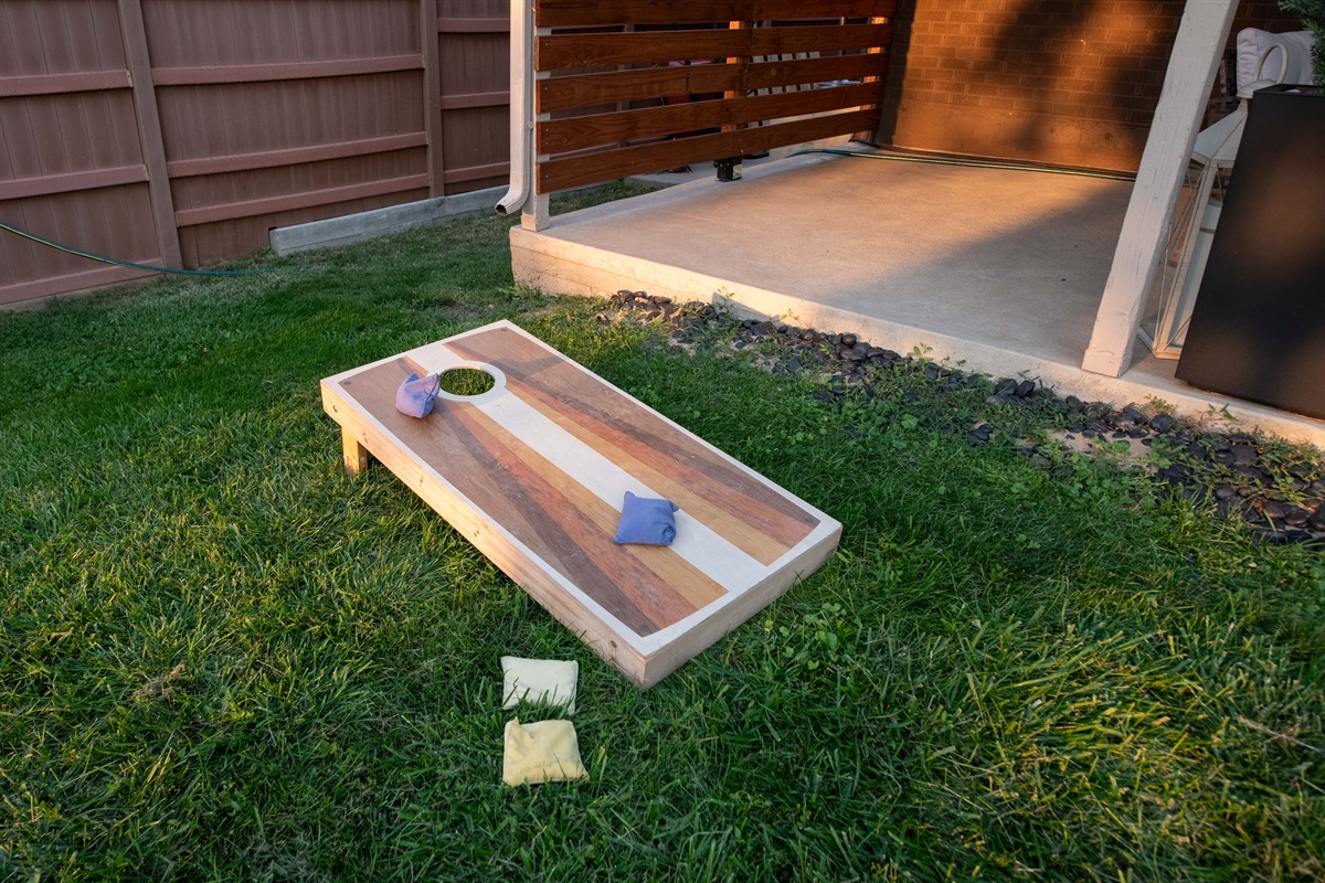 Cornhole boards for guest use.