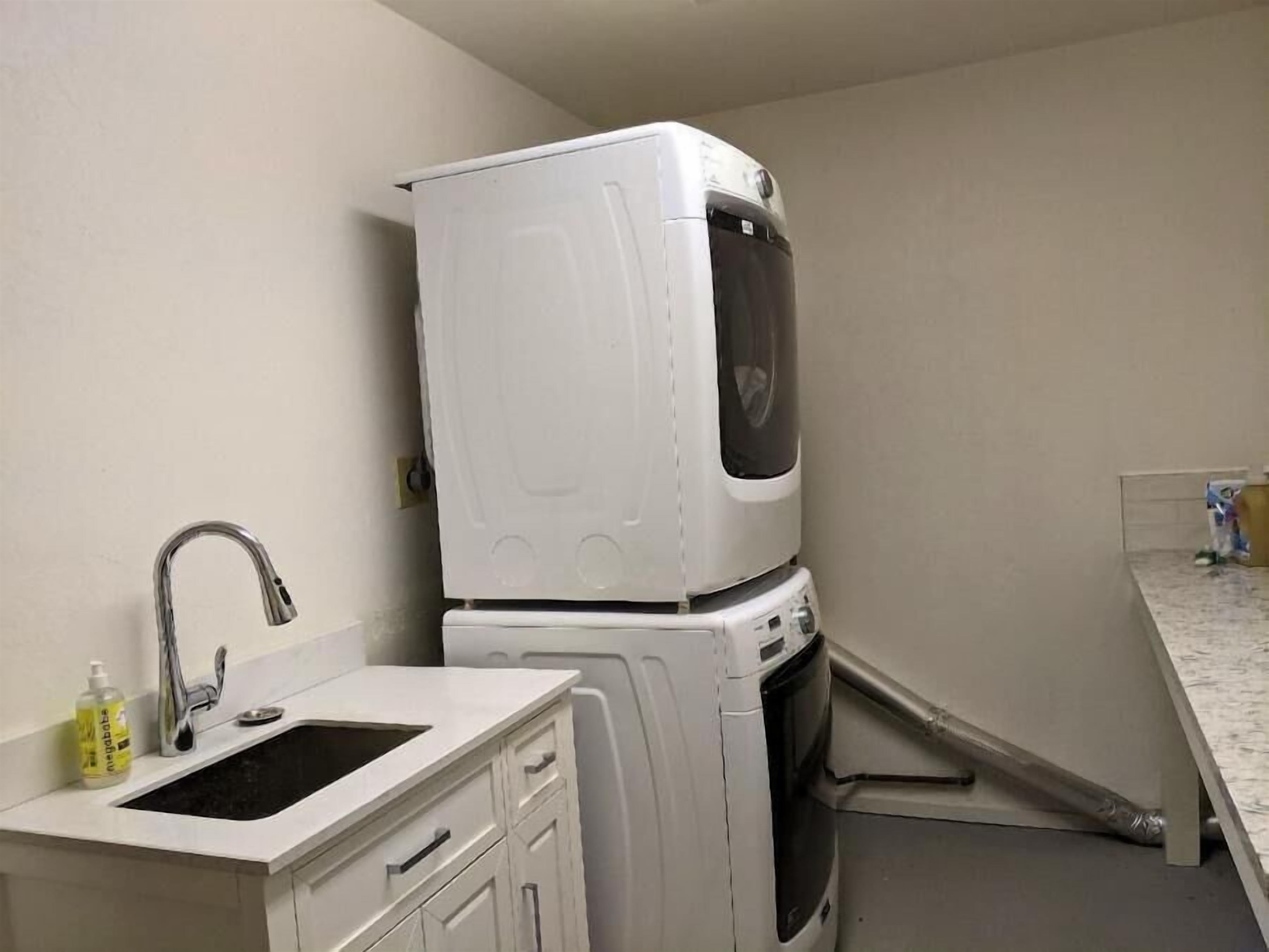 laundry room at back of garage