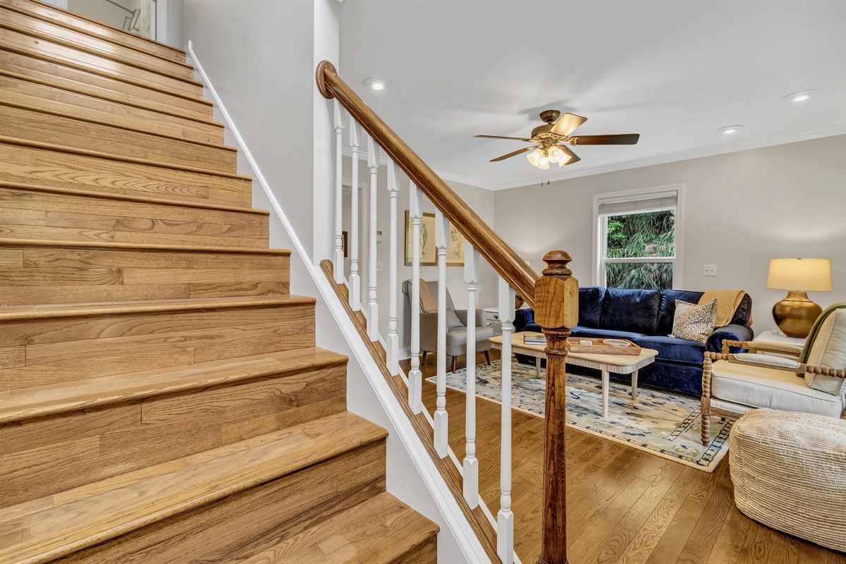 Upstairs are 3 more bedrooms, bathroom, and office