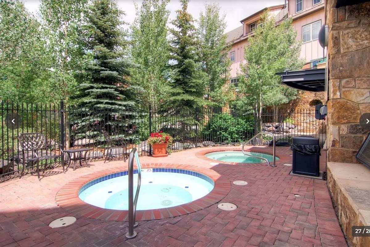 Choose from multiple hot tubs to relax in after a long day!