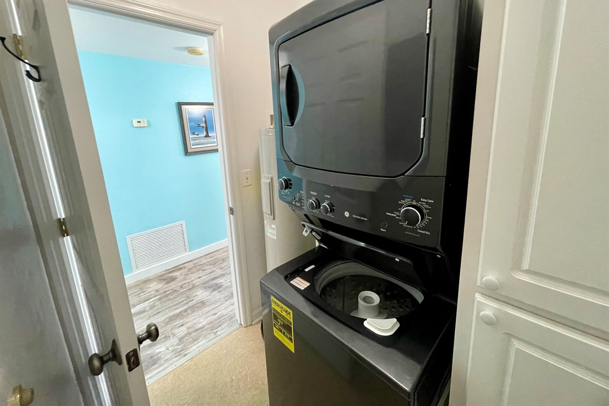 Washer and Dryer in Unit with Starter Detergent Provided
