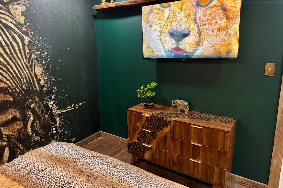Hand painted cheetah dresser.