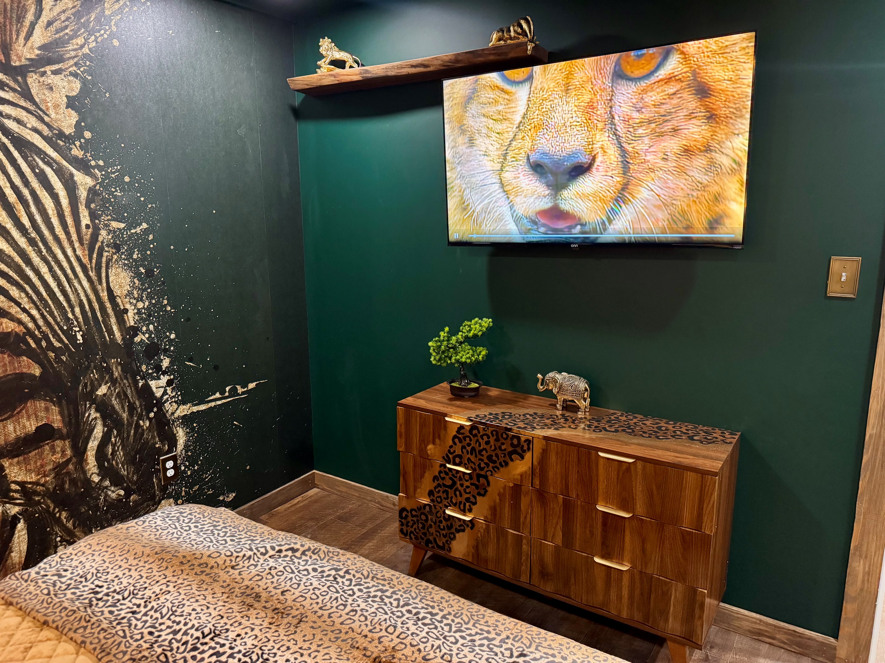 Hand painted cheetah dresser.