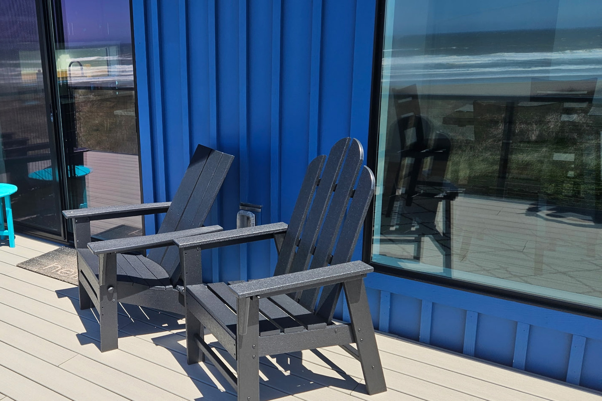 2 traditional adirondack chairs & 2 higher rise chairs