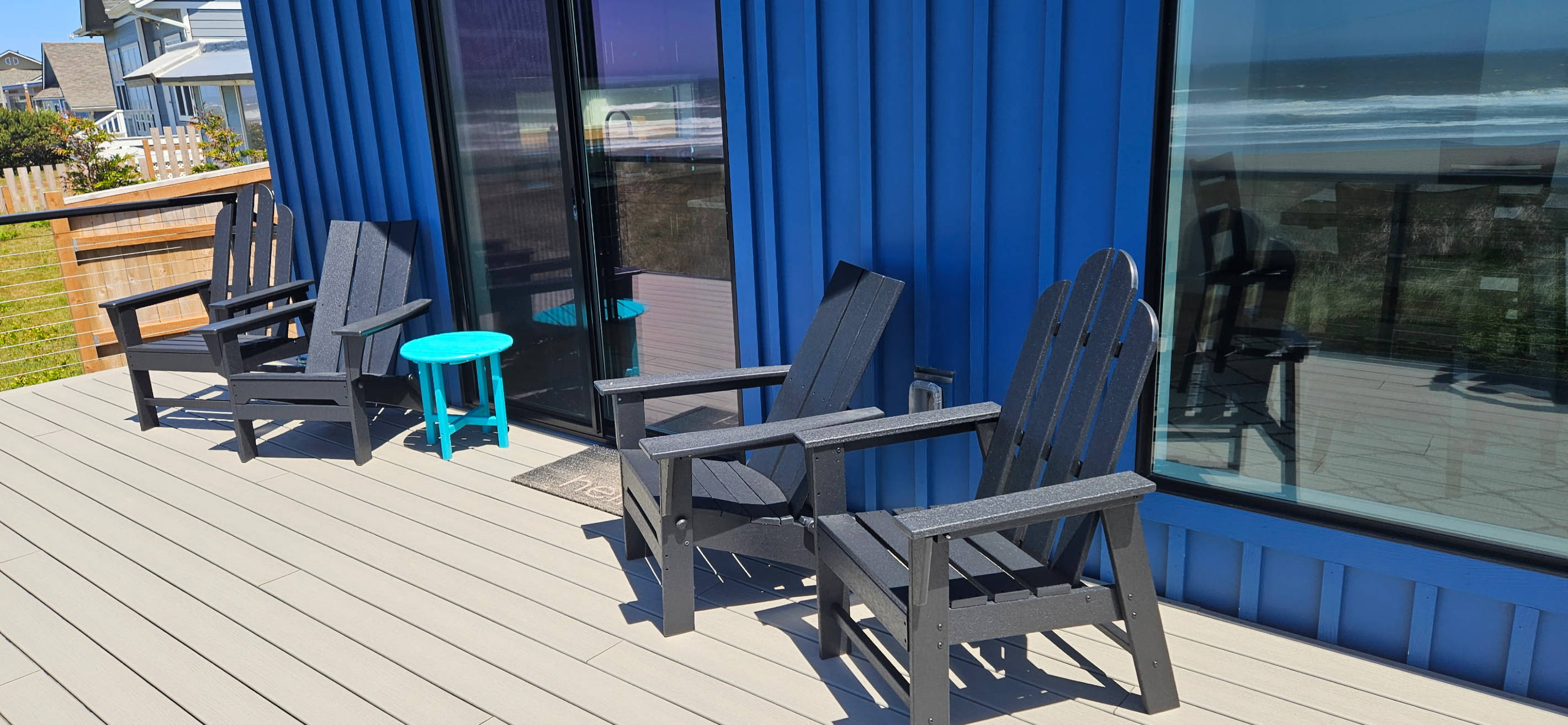 2 traditional adirondack chairs & 2 higher rise chairs