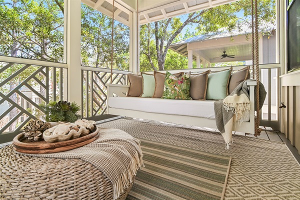 Sway gently with a book or glass of wine in your private outdoor nook.