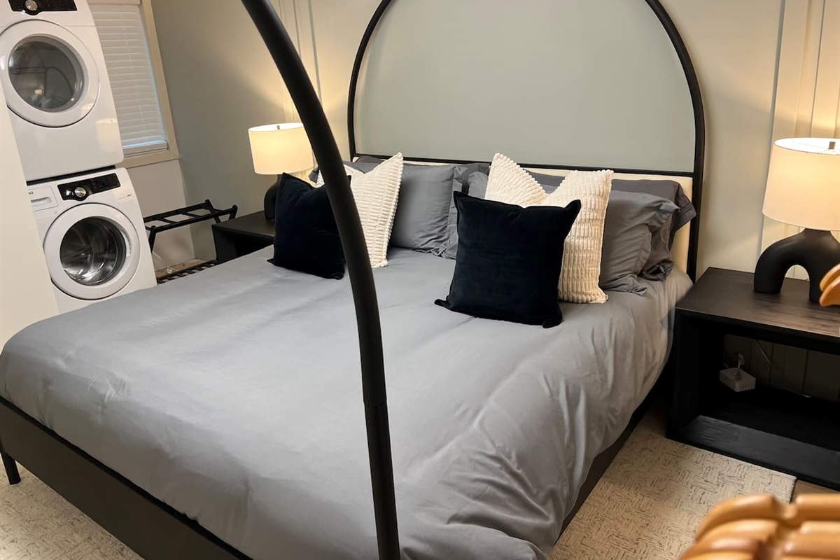 This room is furnished with a king bed.