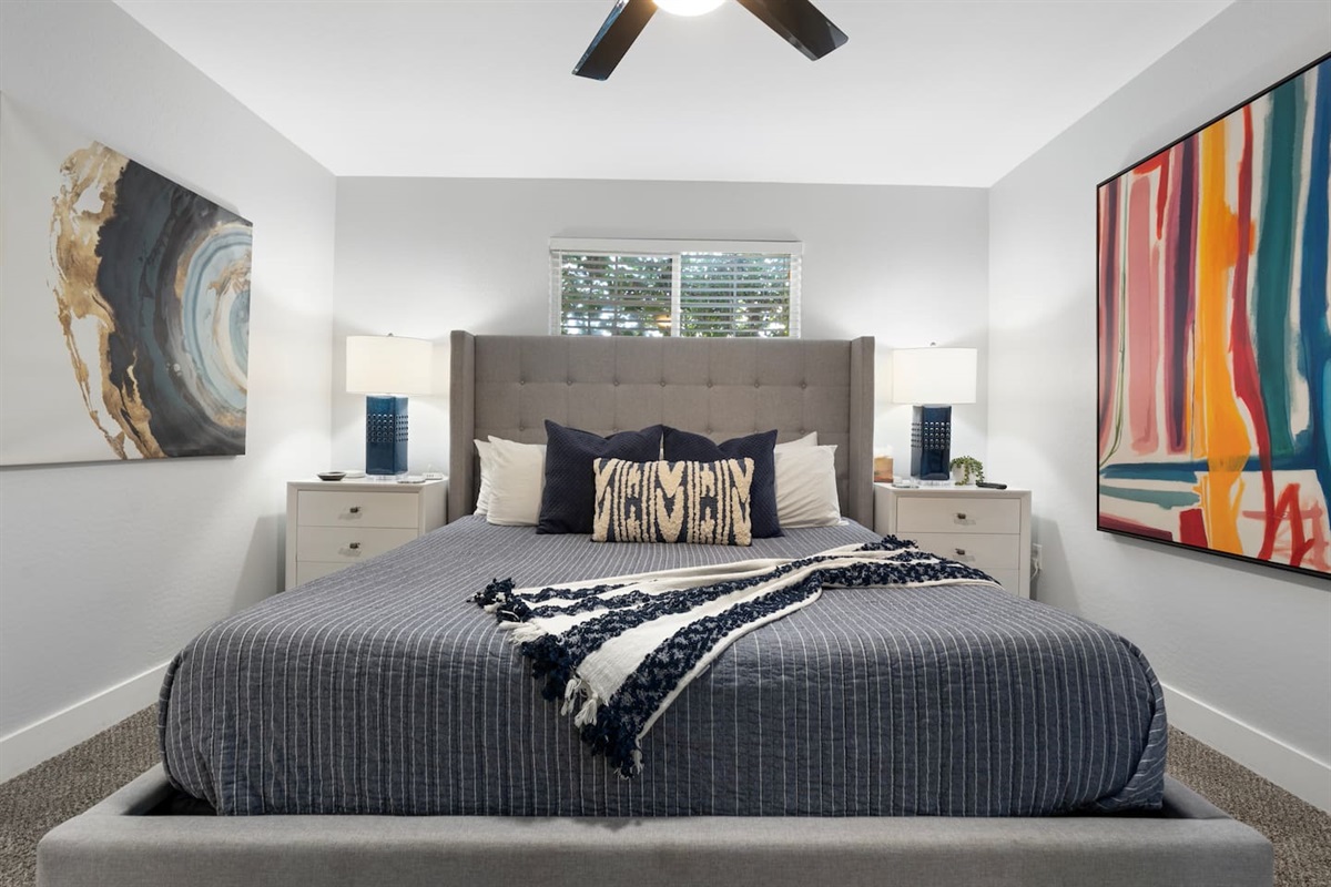 Luxurious and spacious king-sized bed, providing ample room for ultimate comfort and relaxation.