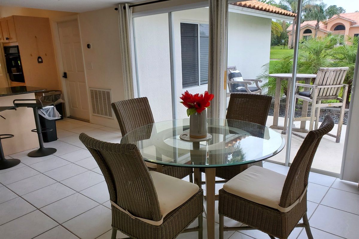 Dining room table and from patio
