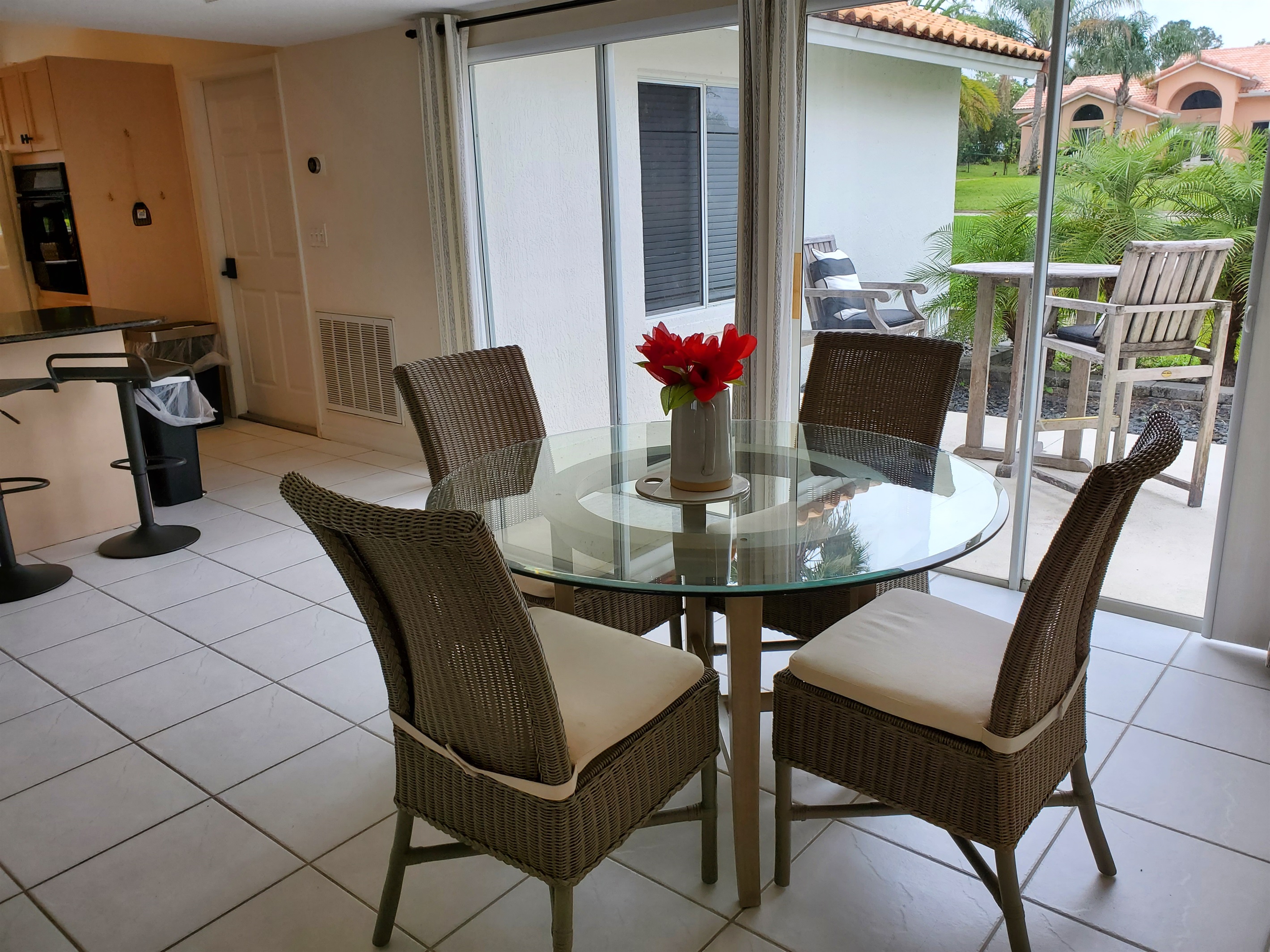 Dining room table and from patio